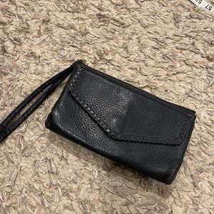 Hobo black leather wristlet
